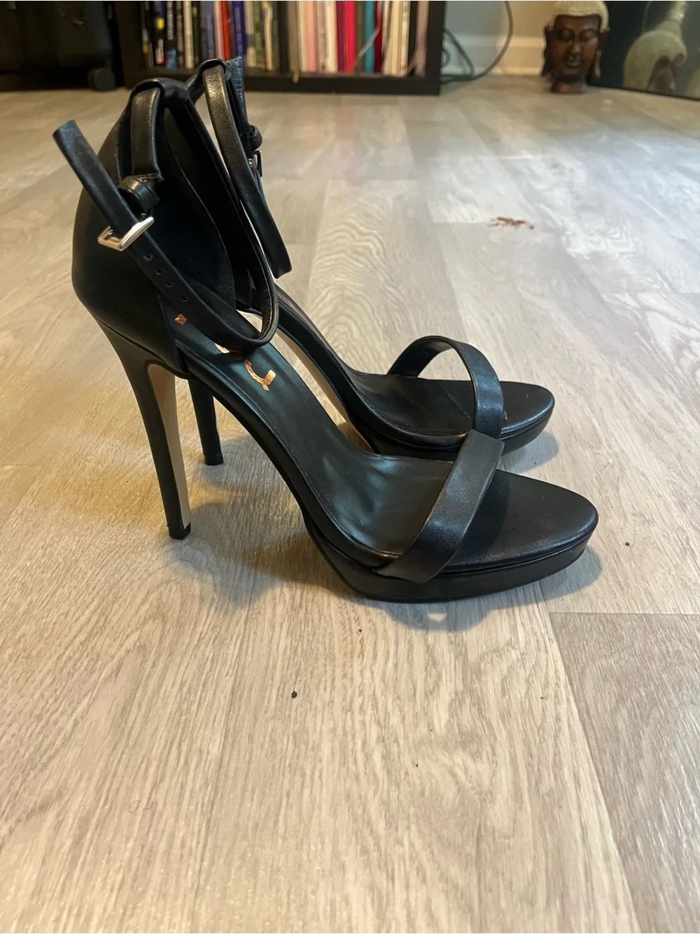 FSJ Black Strappy High Heel‎ Sandals